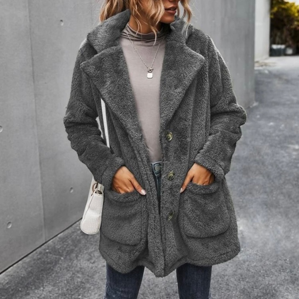 SHEIN Teddy Dual Pocket Coat